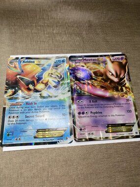 Pokemon Jumbo Card Lot Mewtwo EX Keldeo EX Oversized Cards